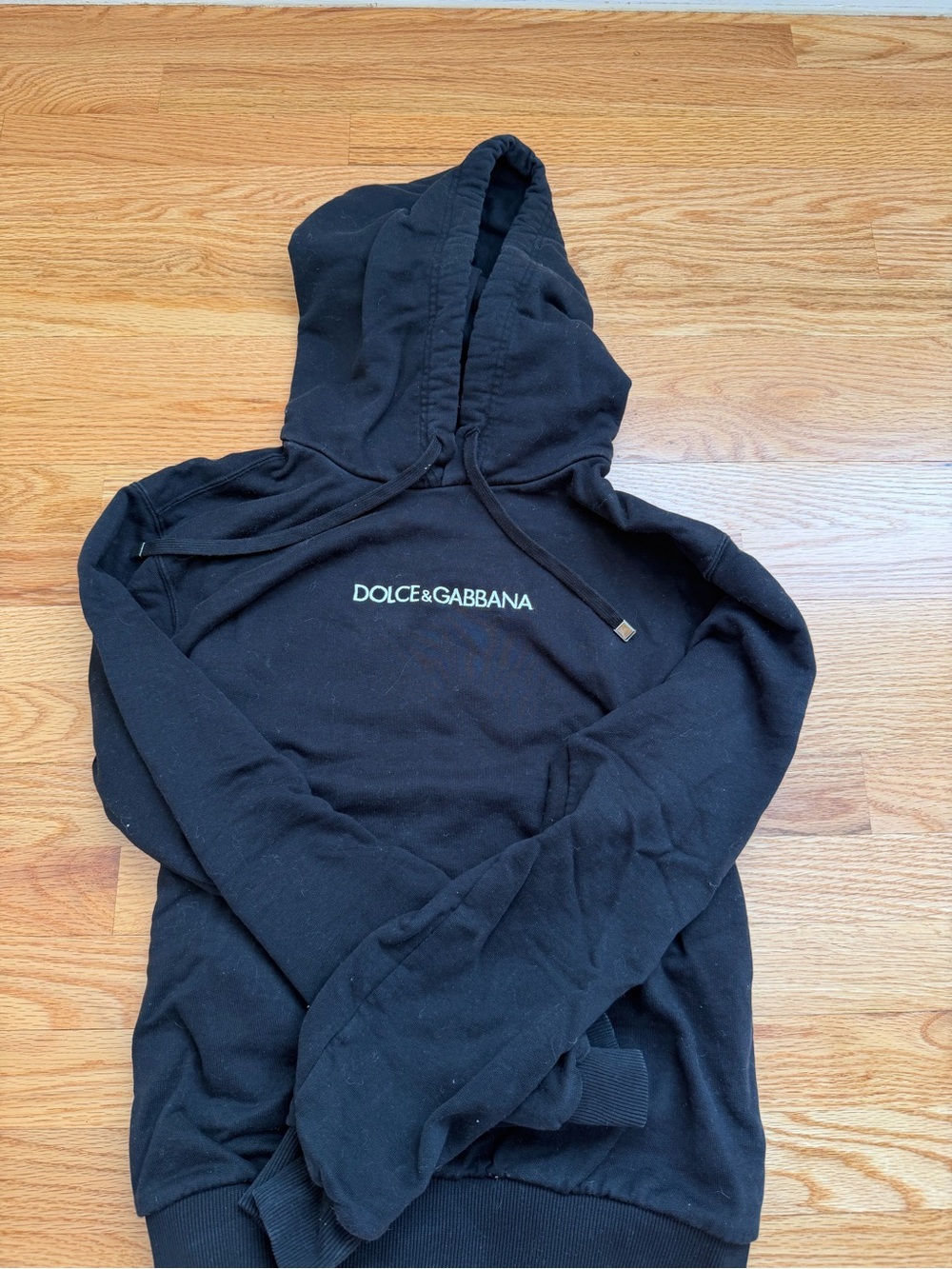 Dolce & Gabbana Black Crewneck Hoodie with Logo